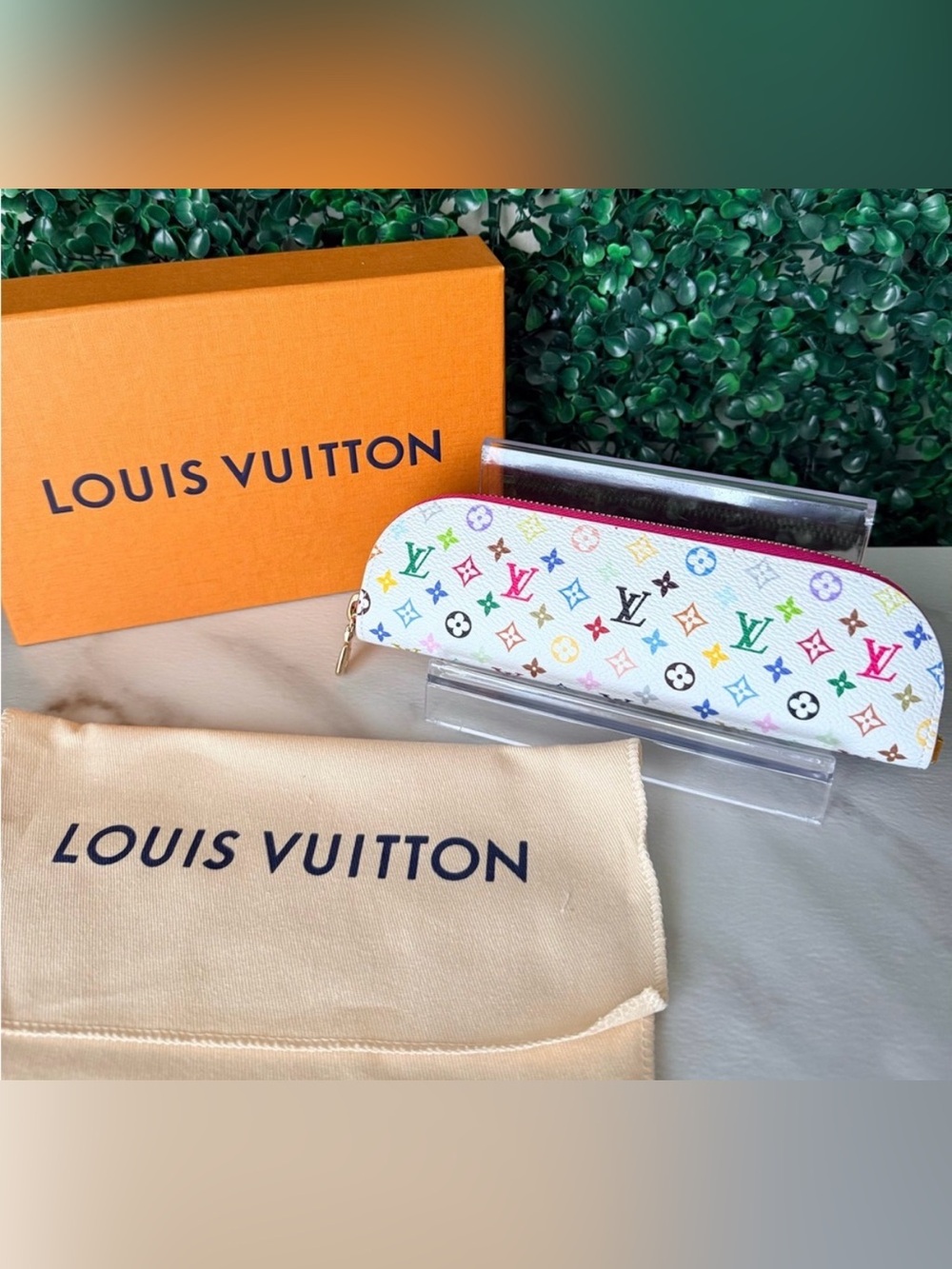 Louis Vuitton White Murakami Multicolor Printed Canvas Zip Pencil/Pen Pouch NEW